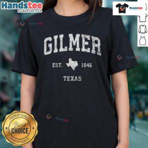 Vintage athletic sports ladies tee from Nice Gilmer, Texas, showcasing a stylish design perfect for casual wear.