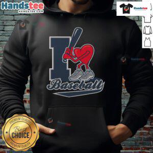 Nice I Love Baseball Heart Hoodie in vibrant colors, perfect for baseball fans and casual wear enthusiasts.