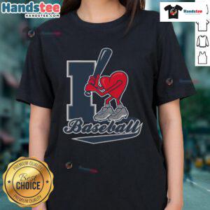 Nice I Love Baseball Heart Ladies Tee in vibrant colors, perfect for passionate female baseball fans.