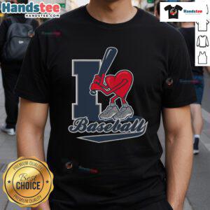 Nice I Love Baseball Heart T-Shirt featuring a stylish heart design for baseball fans, perfect for game day wear.