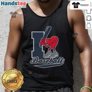 Nice I Love Baseball Heart Tank Top featuring a stylish design, perfect for baseball fans and summer outings.