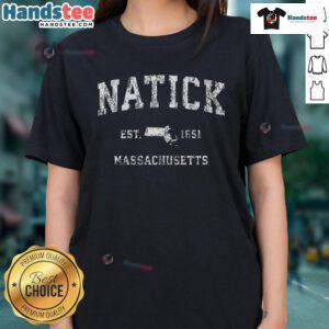 Vintage athletic sports ladies tee featuring 'Nice Natick Massachusetts MA' design in a stylish and comfortable fit.
