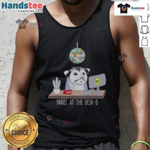 Stylish Nice Panic At He Desk O Possum Tank Top featuring a playful possum graphic, perfect for casual wear.