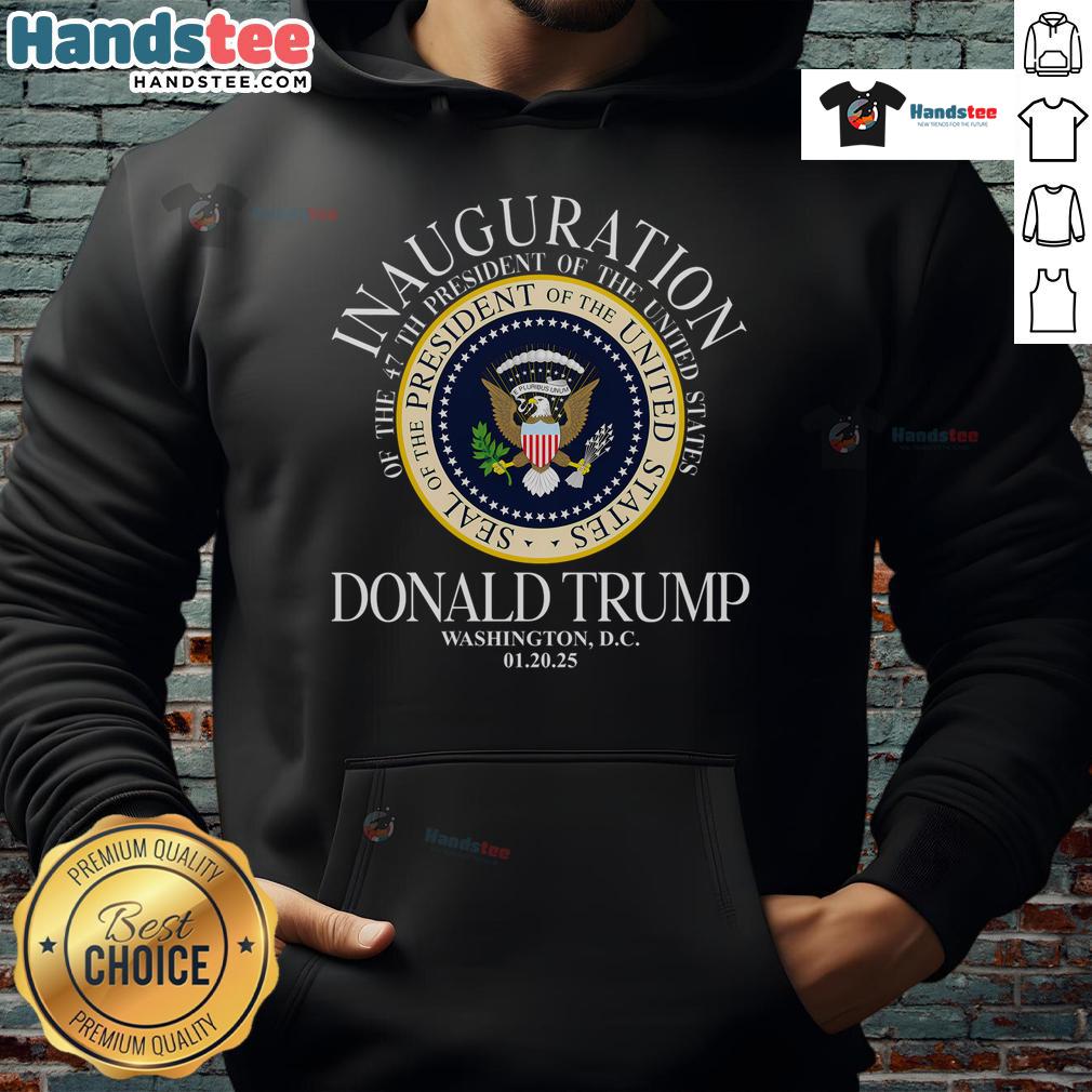 Alt Text: Nice Seal hoodie featuring 47th President Donald Trump inauguration day design for 2025.