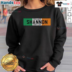 Cozy Nice Shannon Ireland County Clare sweatshirt displayed on a wooden background, perfect for travel enthusiasts.