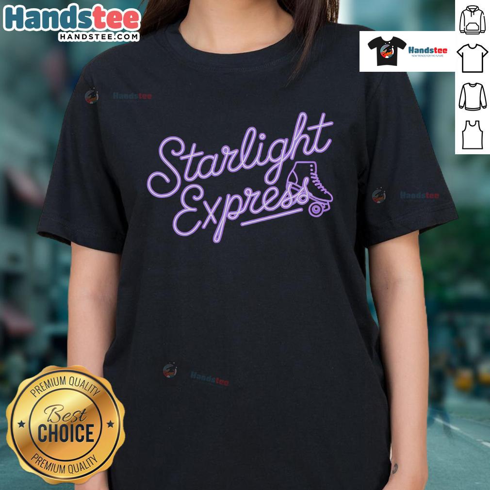 Nice Starlight Musical Theater Express Broadway Theatre ladies tee showcasing vibrant design and comfortable fit.