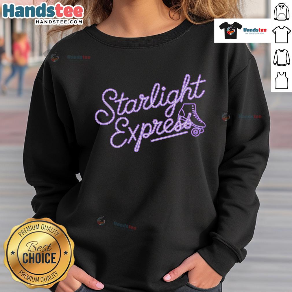Cozy Nice Starlight Musical Theater Express sweatshirt featuring vibrant Broadway Theatre graphics for theater lovers.