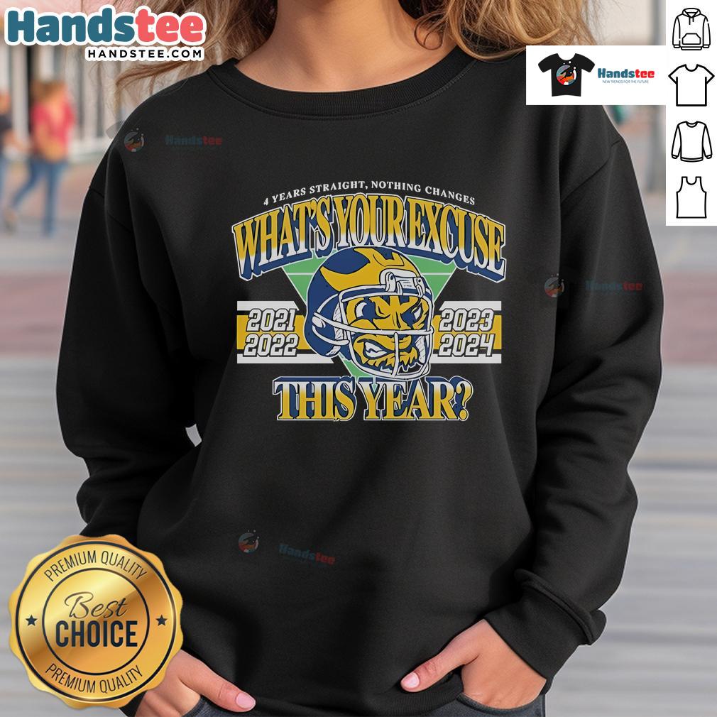 Official sweatshirt design for 4 years straight: 'Nothing Changes, What's Your Excuse?' 2021-2024 fashion statement.