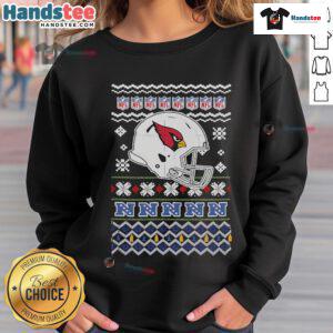 Official Arizona Cardinals NFL Football Christmas Helmet Sweatshirt featuring festive design and team logo.