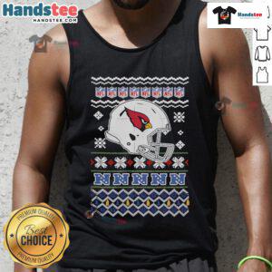 Official Arizona Cardinals NFL Football Christmas helmet tank top featuring festive design and team colors for fans.
