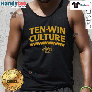 Official Iowa State Football 10 Win Culture Tank Top showcasing team pride and stylish athletic wear for fans.