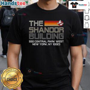 Premium Ghostbusters The Shandor Building T-Shirt featuring iconic design, perfect for fans of the classic movie franchise.