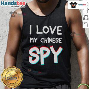 Funny I Love My Chinese Spy anaglyph 3D effect tank top featuring vibrant colors and playful design for casual wear.