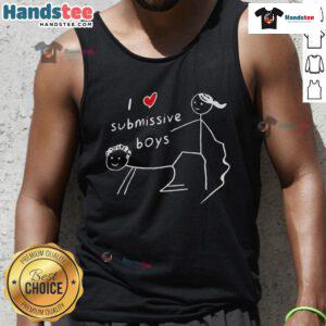 Funny 'I Love Submissive' tank top design featuring playful typography and a heart graphic, perfect for casual wear.