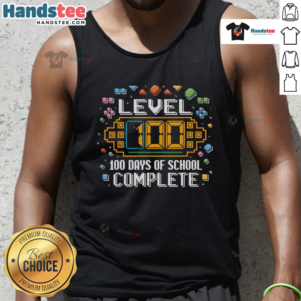 Funny Level 100 Days of School Complete Tank Top featuring colorful graphics and a playful design for students.