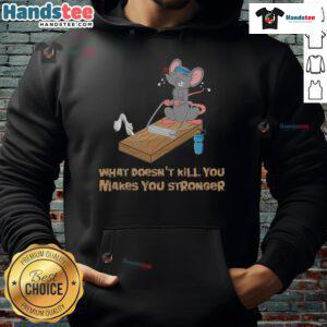 Funny mouse training hoodie featuring a mousetrap fitness workout bench press design for animal lovers and humor fans.