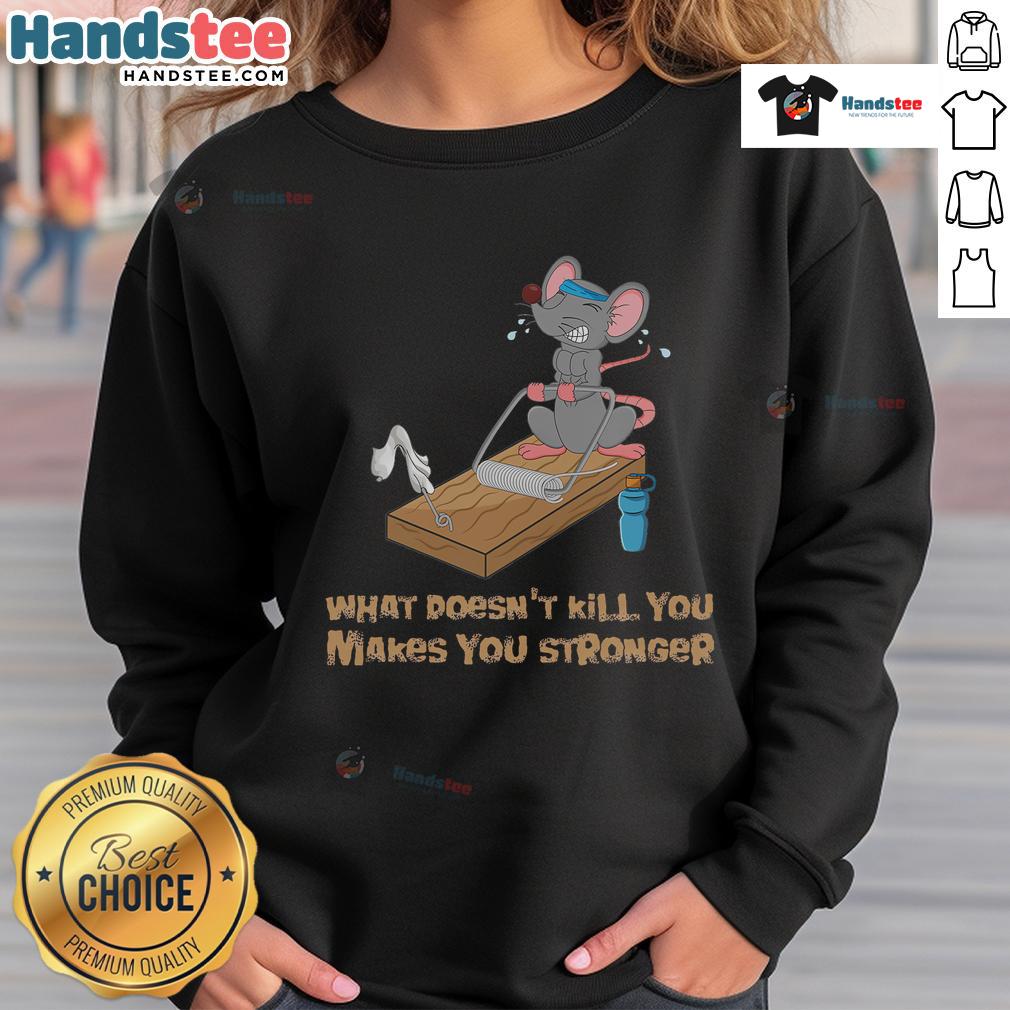 Funny Mouse Training Mousetrap Fitness Workout Bench Press Sweatshirt featuring a humorous design for fitness lovers.