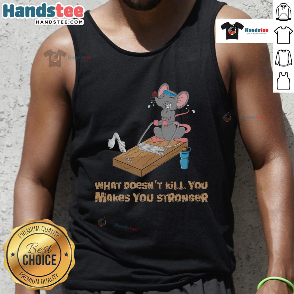 Funny mouse training with a mousetrap fitness workout bench press tank top for a humorous take on pet exercise.