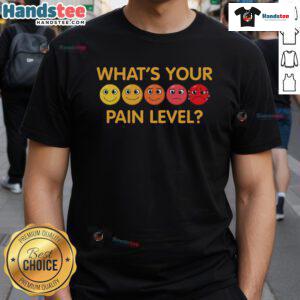 Funny Pain Scale T-Shirt design featuring humorous pain level graphics for a lighthearted take on discomfort.