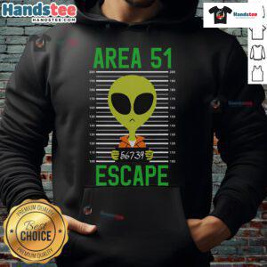 Funny Storm Area 51 alien mugshot hoodie featuring a whimsical alien design and playful escape theme for unique style.