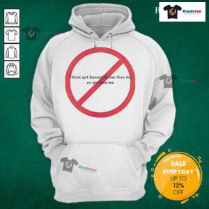 Funny TikTok Got Banned Faster Than My Ex Blocked Me Hoodie worn by a person laughing, showcasing a humorous design.