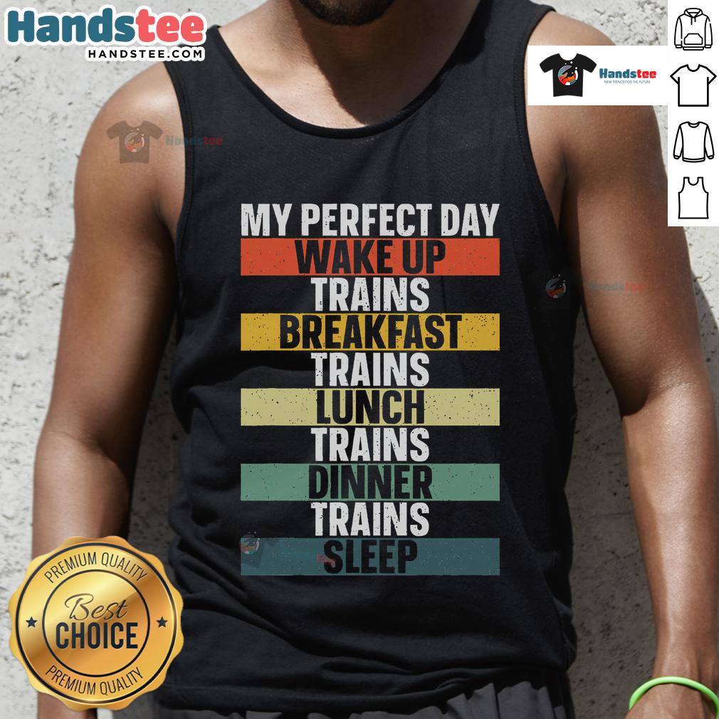Funny train art tank top for train lovers, featuring a whimsical railroad vehicle design in vibrant colors.
