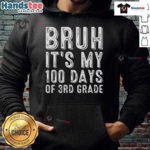 Funny vintage hoodie for boys celebrating 100 days of 3rd grade, featuring playful 'Bruh' graphic design.