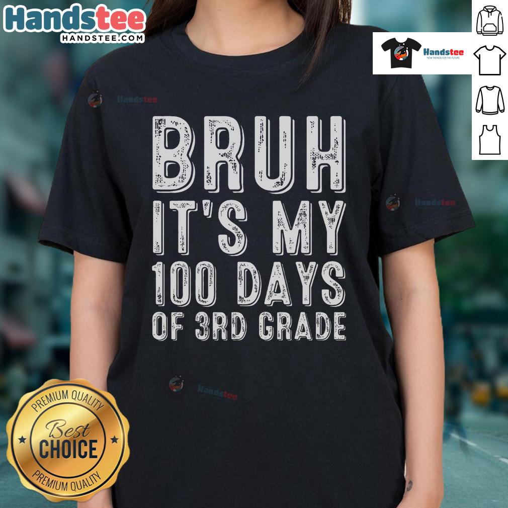 Funny vintage 'Bruh, it's my 100 days of 3rd grade' tee for boys, perfect for celebrating this school milestone.