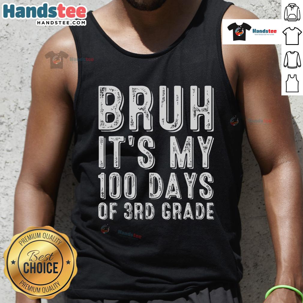 Funny vintage tank top for boys celebrating 100 days of 3rd grade with playful 'Bruh' graphic design.
