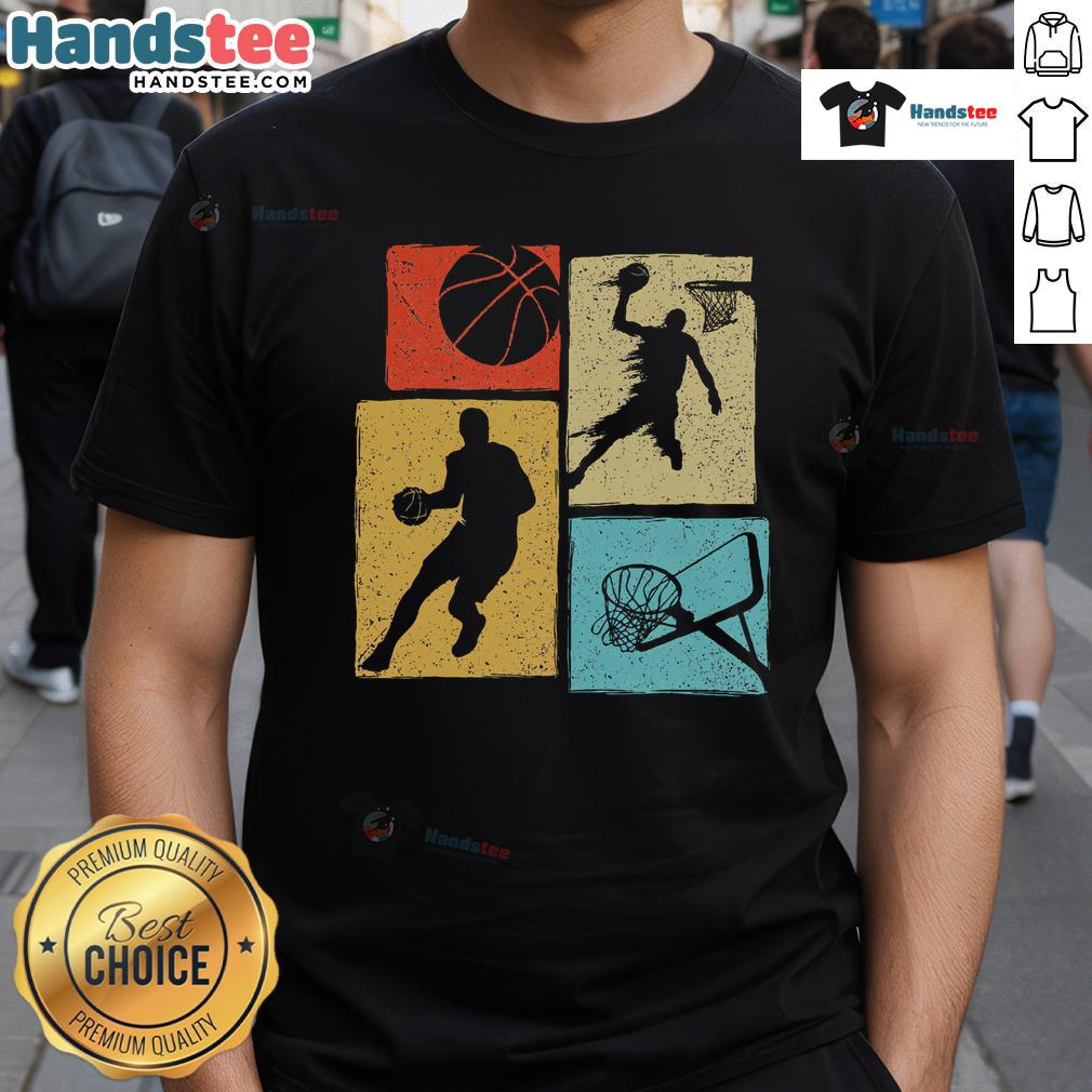 Good Basketball Players Colorful Ball Hoop Retro T-Shirt featuring vibrant graphics and a classic design for sports enthusiasts.