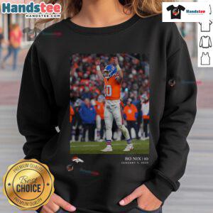 Good Bo Nix Denver Broncos NFL Flash Features Week 18 Sweatshirt showcasing team colors and vibrant design.