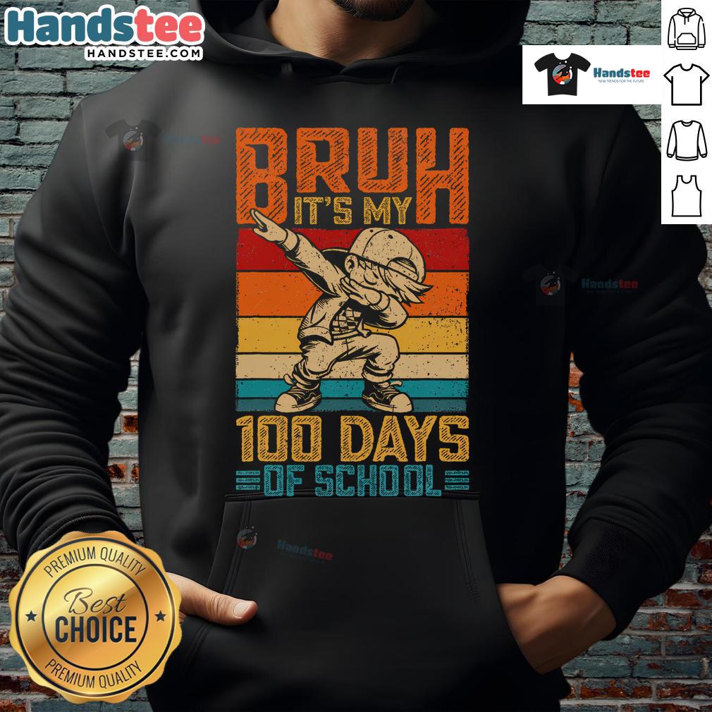 Child wearing a '100 Days of School' dab hoodie, celebrating the 100th day of school with a fun and festive vibe.