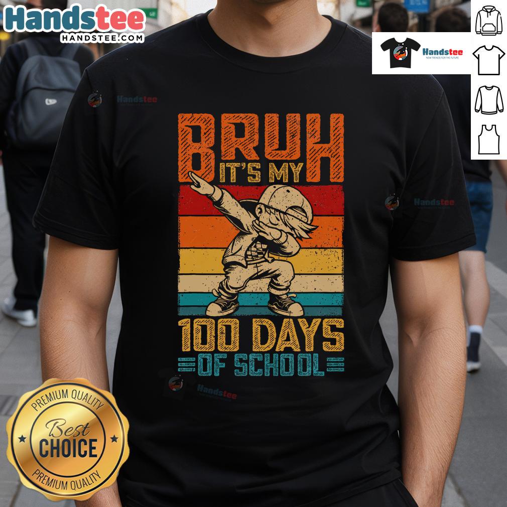 100 Days of School Dab T-Shirt featuring 'Good Bruh It's My 100 Days Of School' design for kids celebrating the milestone.