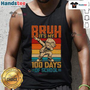 Child wearing a '100 Days of School' dab tank top, celebrating the 100th day of school with joy and creativity.