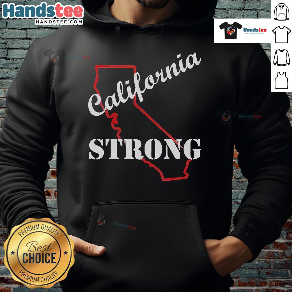 Good California Strong Map hoodie featuring the Pacific Palisade Fire design, perfect for supporting local resilience.