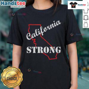 Alt Text: Good California Strong Map tee featuring The Pacific Palisade Fire design for ladies, showcasing California pride.