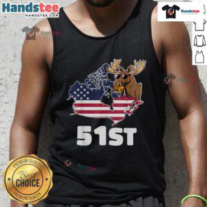 Good Canada 51st US State tank top design featuring a playful graphic, perfect for proud Canadians and US enthusiasts.