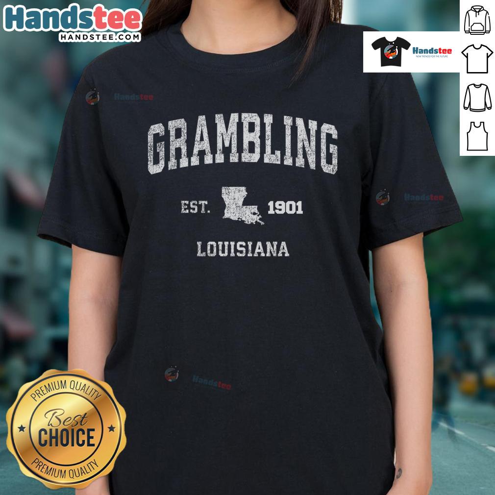Vintage sports ladies tee featuring 'Good Grambling Louisiana' design, perfect for fans and casual wear.