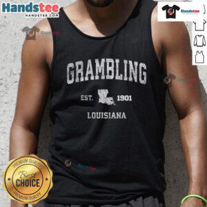 Vintage sports tank top featuring 'Good Grambling Louisiana' design, perfect for fans and casual wear enthusiasts.