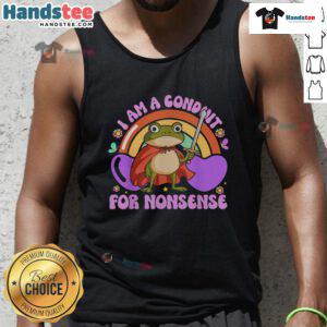 Good I Am A Conduit For Nonsense Frog Tank Top featuring a whimsical frog design on a stylish sleeveless shirt.