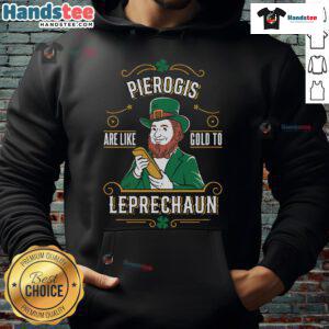 Funny St. Patrick's Day hoodie featuring a leprechaun and the phrase 'Good Pierogi Lover' for festive celebrations.