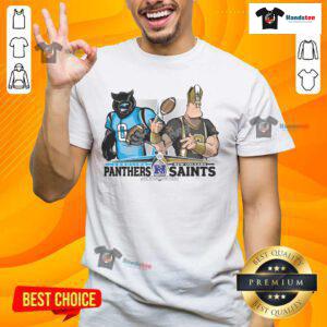 Hot Carolina Panthers vs New Orleans Saints NFL playoffs T-shirt featuring vibrant team mascots for AFC Wild Card matchup.