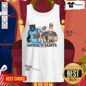 Alt Text: Exciting scene of the Carolina Panthers vs New Orleans Saints AFC Wild Card matchup, featuring team mascots and fans.