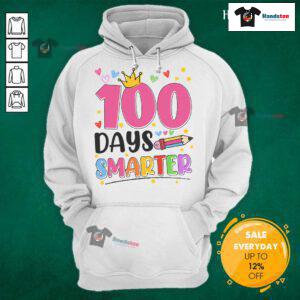 Nice 100 Days Smarter hoodie for 100th Day of School celebration, featuring colorful graphics and a fun design for kids.