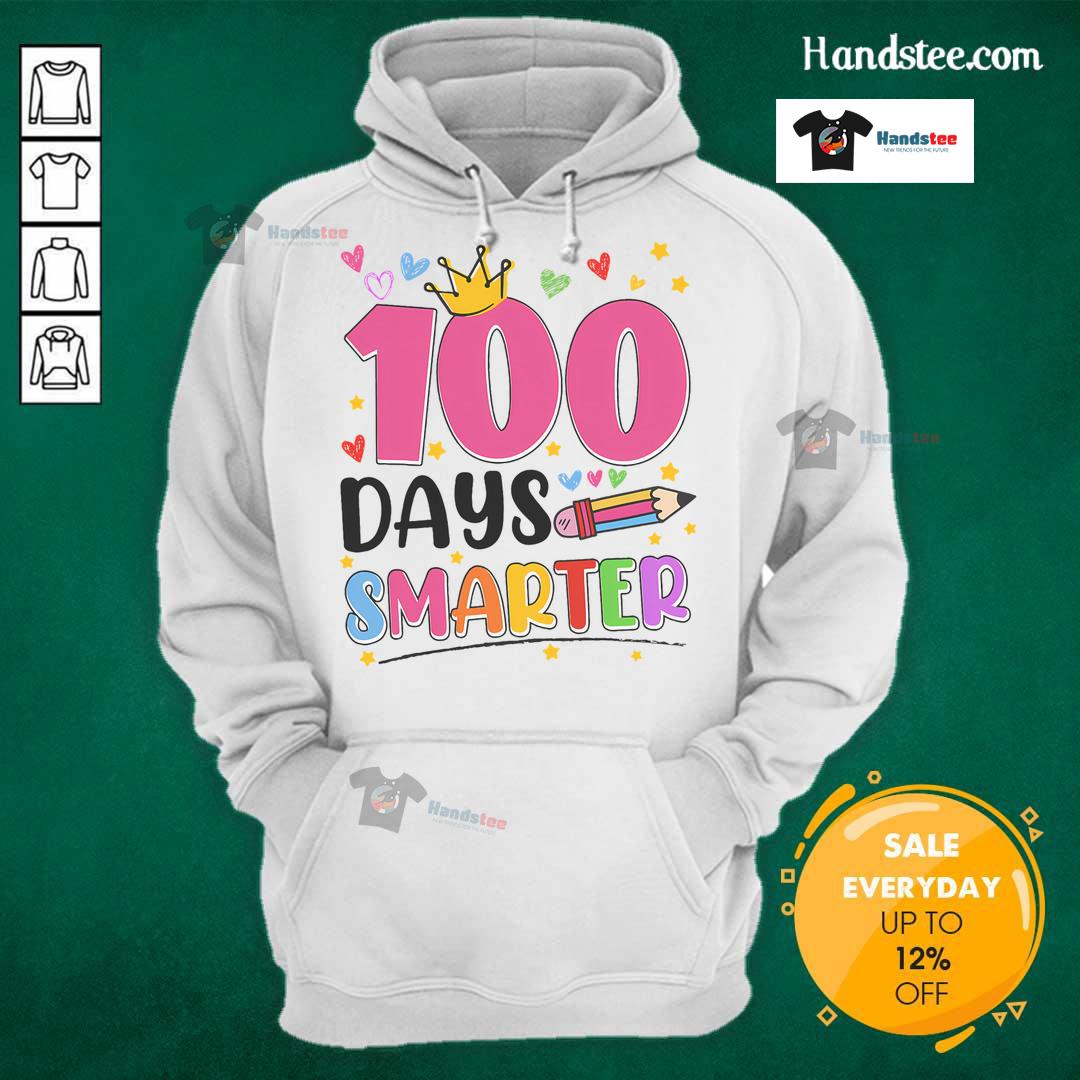 Nice 100 Days Smarter hoodie for 100th Day of School celebration, featuring colorful graphics and a fun design for kids.