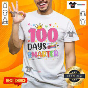 Nice 100 Days Smarter 100th Day of School T-Shirt featuring playful design and vibrant colors perfect for celebrating learning.