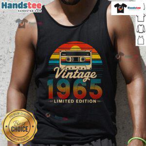 Vintage 60th birthday tank top design for those born in 1965, celebrating retro style and nostalgia.