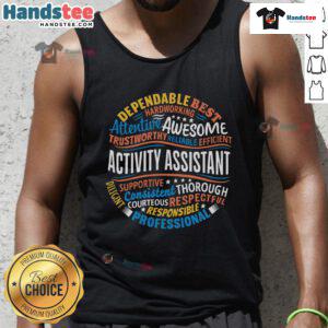 Professional appreciation tank top featuring 'Activity Assistant' design for Activity Professionals Week celebration.