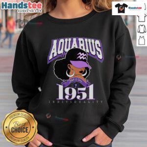 Nice Aquarius 1951 Amethyst Birthday Afro Zodiac Queen Sweatshirt featuring vibrant astrology-themed design.