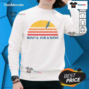 Retro vintage sweatshirt featuring Boca Grande, Florida design, perfect for stylish comfort and nostalgia.